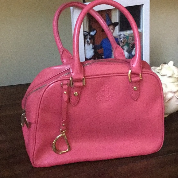 Ralph Lauren Handbags - Travel equestrian 🎀Ralph Lauren pink satchel dome dr bag double handle cowgirl